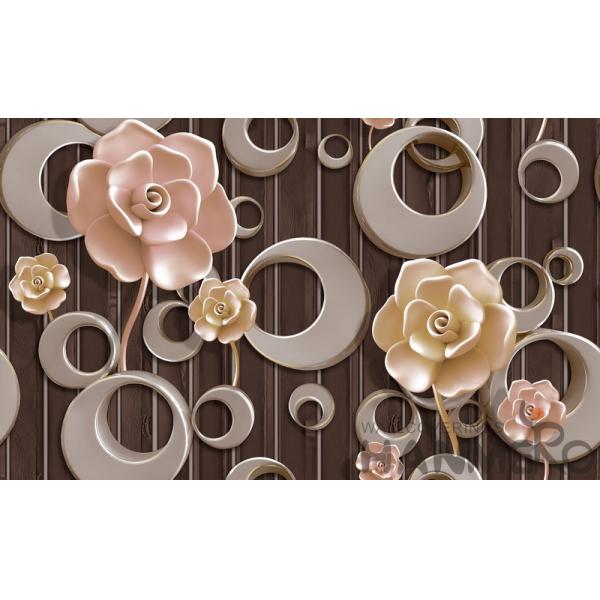 Purple Floral Pattern 3D Home Wallpaper , PVC 1.06M 3D Wallpaper For Room Wall