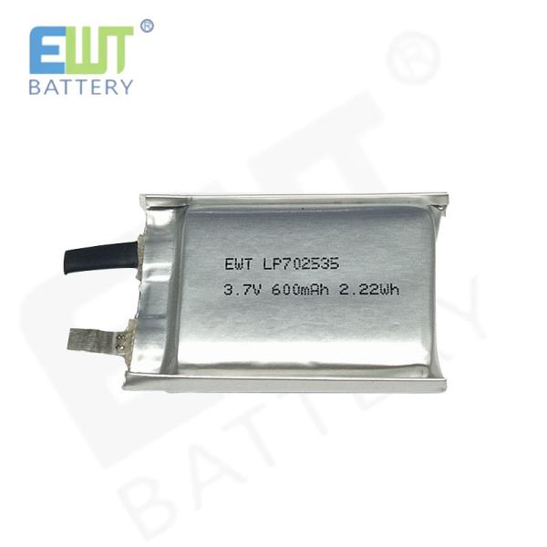 Quality Durable Performance Lithium Polymer Rechargeable Battery LP702535 3.7V 600mAh with Oem Odm Support and Over Discharge Protection wholesale