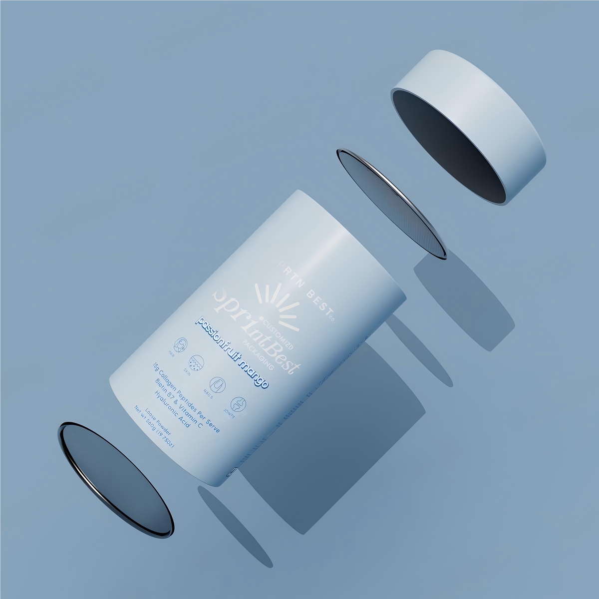 Biodegradable natural empty collagen powder packaging can be customized cans for