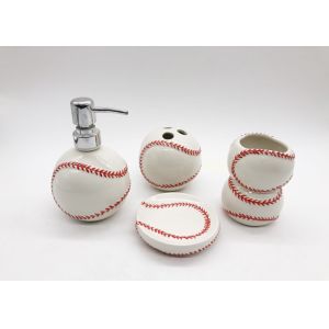 China Sanitary Ware Baseball Bathroom Accessories Sets Hand Painted For Everyday Care on sale