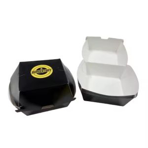 UV Coating Biodegradable Kraft Paper Fast Food Burger Box Takeaway Packaging
