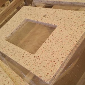 OEM High Stain Resistance Quartz Stone Kitchen Countertop With Sink