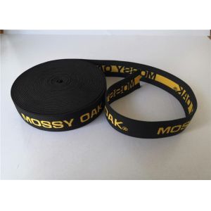3.5 Cm Yellow On Black Elastic Webbing Straps / Custom Jacquard Webbing
