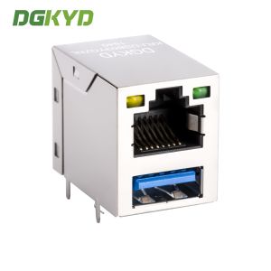 2x1 Stack RJ45 USB Connector Combo Jack W / USB 3.0 1-1909119-4 RoHS Compliance