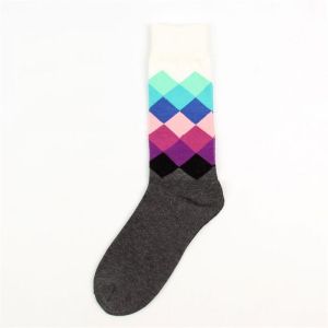 2016 Popular colorful fancy rainbow design mid-calf length spring dress socks