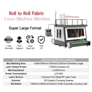 SCM1800L Large Format CO2 Laser Marking Cutting Machine for Mat Fabric Laser