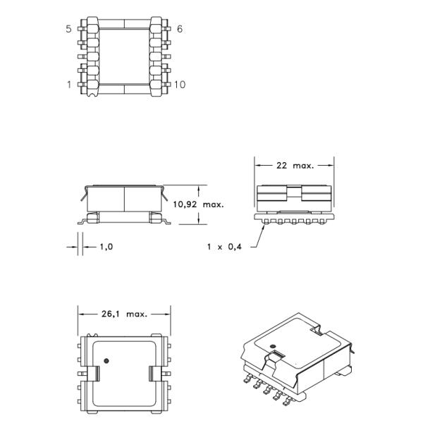 EFD20 SMT SMD PoE Power Over Ethernet Transformer 750344488