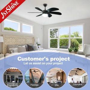 Restaurant Pull Chain Switch Ceiling Fan Six MDF Blades AC Motor