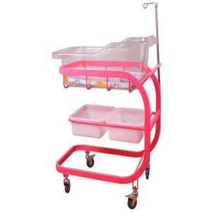 China Silent Castor Hospital Baby Crib Pink Plastic Swing Bassinet Easy Operation Baby Bassinet Crib on sale