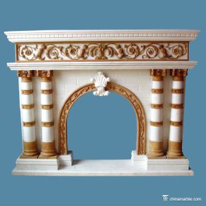 China Decorative Carved Marble Fireplace Surround ，Home Marble Fireplace Mantel on sale