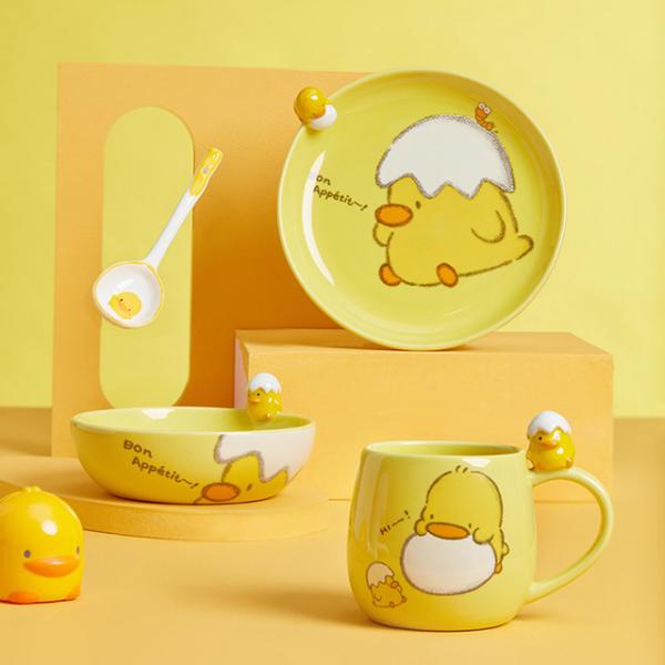 Ready To Ship In Stock Cartoon yellow duck large capacity home mug creative breakfast oatmeal coffee mugs custom
