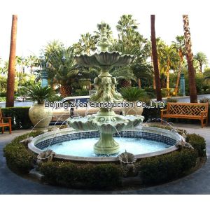 China Garden stone fountain with pool, outdoor green marble fountain , decorative fountain on sale
