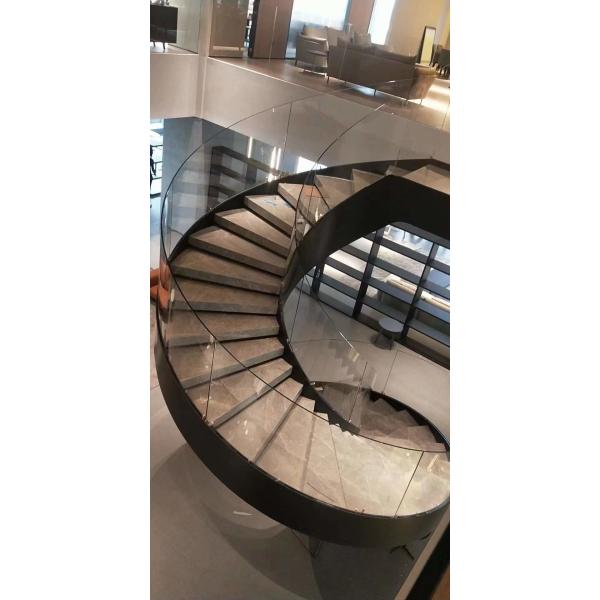 Quality OEM Curved Tempered Glass Toughened Grind Edge For Stair Railing wholesale