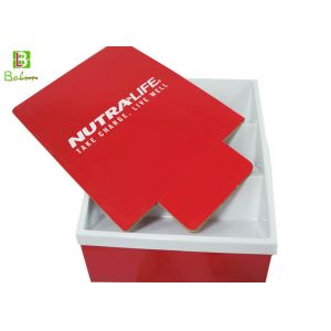 Red Store POP POS Displays 3 Ladders Counter Display Units Cardboard