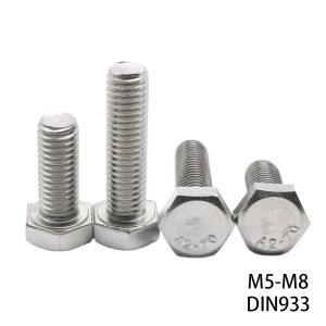 DIN Standard 304 Stainless Steel Hex Bolt Full Thread Bolt M4 M5 M6 M8 Plain