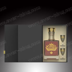 Custom Luxury Matt Black Rigid Cardboard Liquor Packaging Boxes With Two Cups
