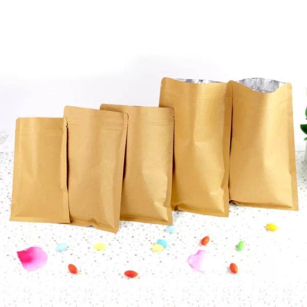7*10 Eco-friendly Custom logo printing packaging three sides heat seal bag brown