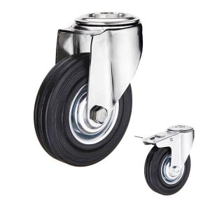 Soft 5" Rubber Casters Black Wheel Swivel Stem 176lbs Capacity