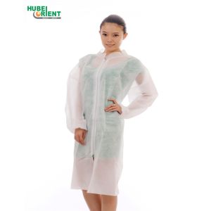 Disposable 35G/M2 PP Nonwoven Medical Lab Coat With Zipper