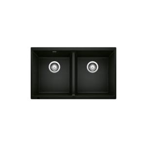 Cheap Black Quartz  Double Bowl Composite Kitchen Sink  1CM Thickness Undermount for sale