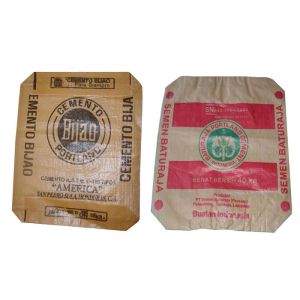 Custom Printing Block Bottom PP Recycled Cement Bags / Woven Polypropylene Bags
