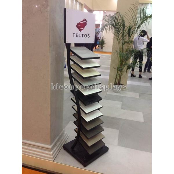 Black Metal Tile Display Racks Free Standing Trade Showroom Display Rack