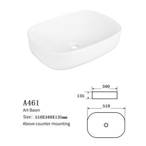 Rectangular Counter Top Bathroom Sink Impact-Resistant Materials Wash Basin