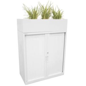China Tambour Unit Office Metal File Cabinet With Planter Box On Top Commercial Use on sale