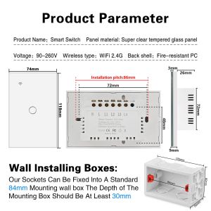 4Gang 110V 10A Smart Zigbee Wall Switch with Tuya Smart App for LED Lights Work