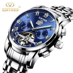 Wind Up Waterproof Mechanical Watch Elegant Appearance Blue Dial