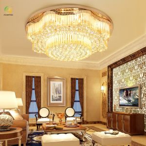 China JYLIGHTING Golden Crystal Lamp Bedroom Study Crystal Lamp Modern Simple Round Living Room LED Ceiling Light on sale