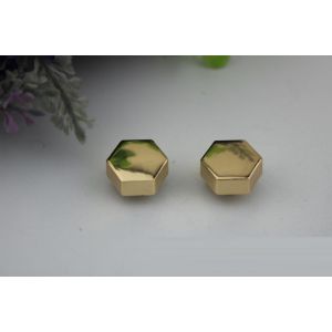 High plating cheap light gold small 16 mm flat shape hexagon metal rivets for