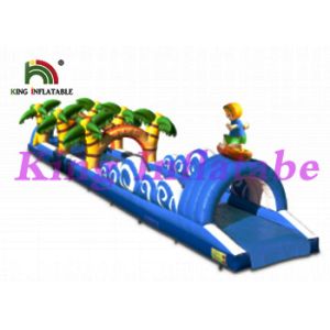 18m Long Single Lane Inflatable Slip N Slide With Air Pump Blue / Yellow OEM