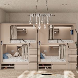Support customization Modern Apartment Wooden Bunk Beds with Shoe Troughs