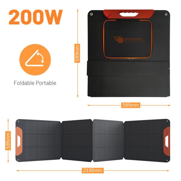 200W Portable Folding Solar Panels with 22% Efficiency Monocrystalline Silicon