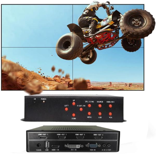 Quality 1 In 4 Out LCD TV multi screen Video Wall Controller 2x2 With 8 wall modes wholesale