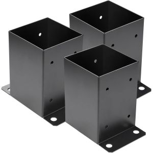 3.6x3.6Deck Post Base,Heavy Duty Metal Black Powder Coated Post Brackets,for Pavilion Deck Railing Support