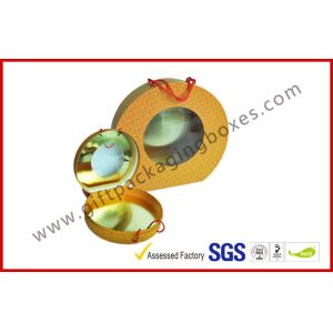 Round Paper Transparent Window Luxury Gift Boxes With Golden Packaging Material