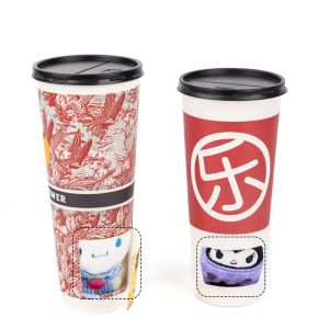 Cheap Customized food grade disposable surprise mysterious blind box lucky gift paper coffee tea cup with lid for sale