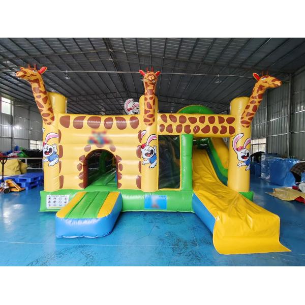 Quality Commercial Grade Outdoor Inflatable Combo Zoo Giraffe Inflatable Bounce House With Slide Funny Jumping Castle wholesale