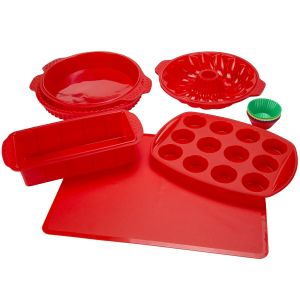 Silicone Bakeware Set 18-Piece Set including Cupcake Molds, Muffin Pan, Bread