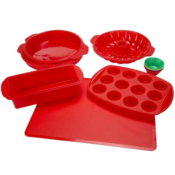 Silicone Bakeware Set 18-Piece Set including Cupcake Molds, Muffin Pan, Bread