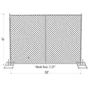 Mesh 2" x 2" 6ft x 10ft with a 1 3/8" pipes 16GA temporary mesh fence for sale