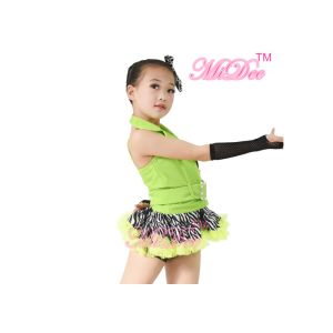 Hip Hop Jazz Tap Costumes / Jazz Dance Outfit With Halter Vest / Zebra Skirt