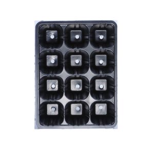 12 Hole PP/PET Clear Seedling Tray Biodegradable Black Reusable Planting Tray