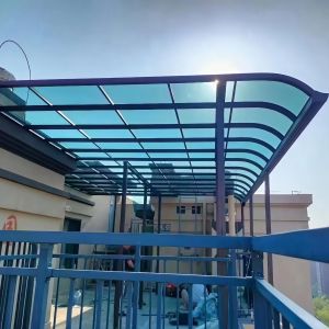 Aluminum Frame And Blue Solid Sheet Roofing DIY Polycarbonate Awning For Homes