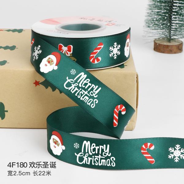 2cm 2.5cm Christmas Printed Ribbons ISO14001 Personalised Xmas Ribbon