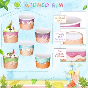8 Oz Ice Cream Cups Summer Snack Cups Ice Cream Party Paper Cup Disposable Ice