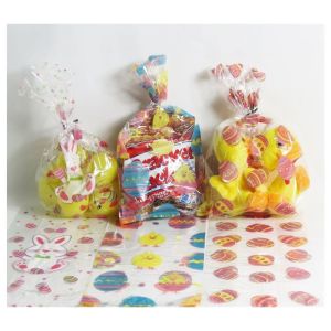 Assorted Plastic Easter Pattern Cellophane Party Bags