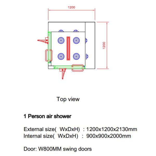 Personal Cleanroom Air Shower With Two-side Blowing for one person, automatic working